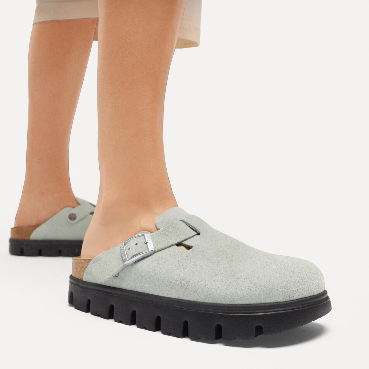 Boston Chunky Suede Leather in Color Pure Sage | Birkenstock