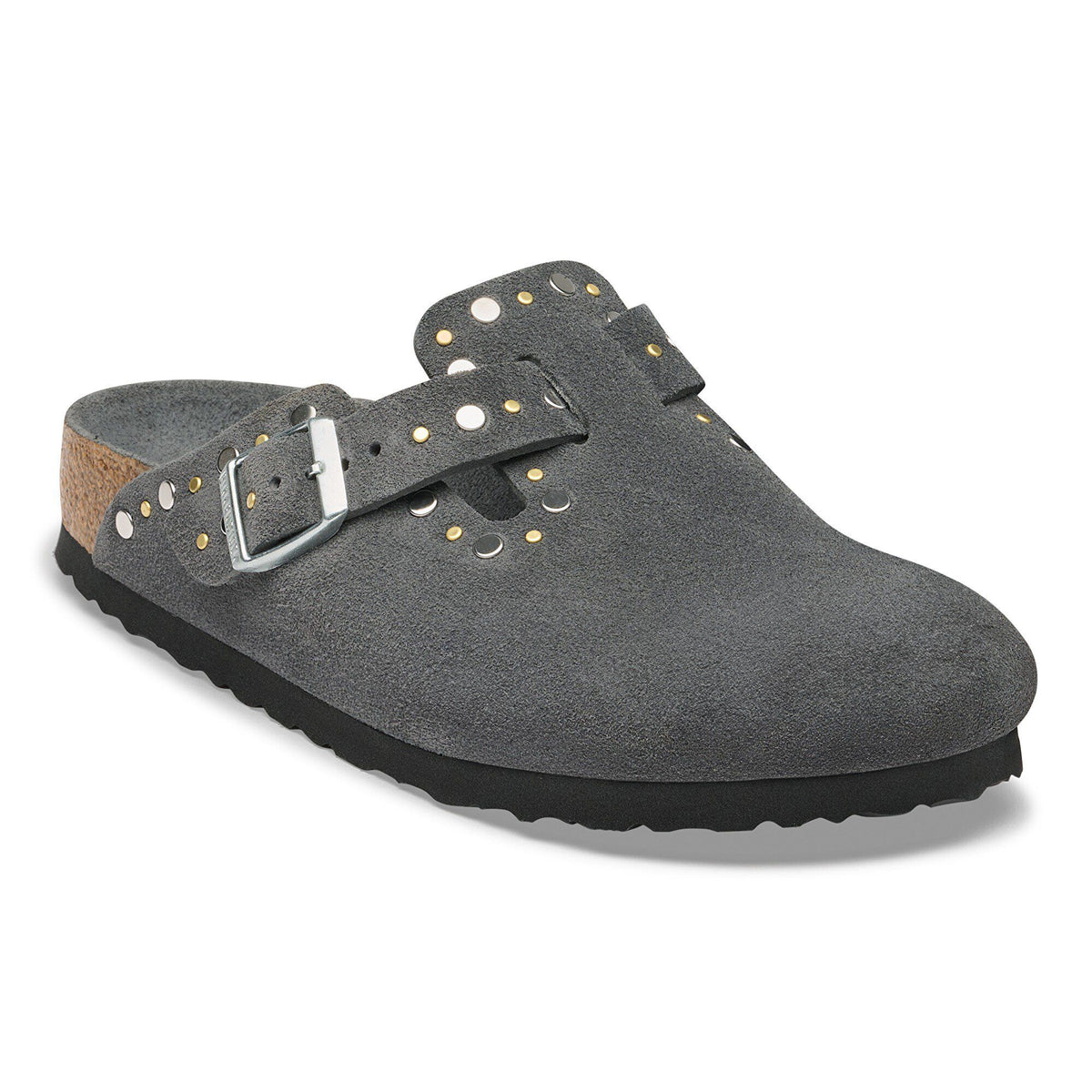 Boston Rivets Suede Leather in Color Charcoal Tonal | Birkenstock