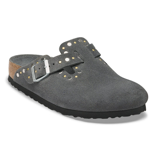 Boston Rivets Suede Leather in Color Charcoal Tonal | Birkenstock