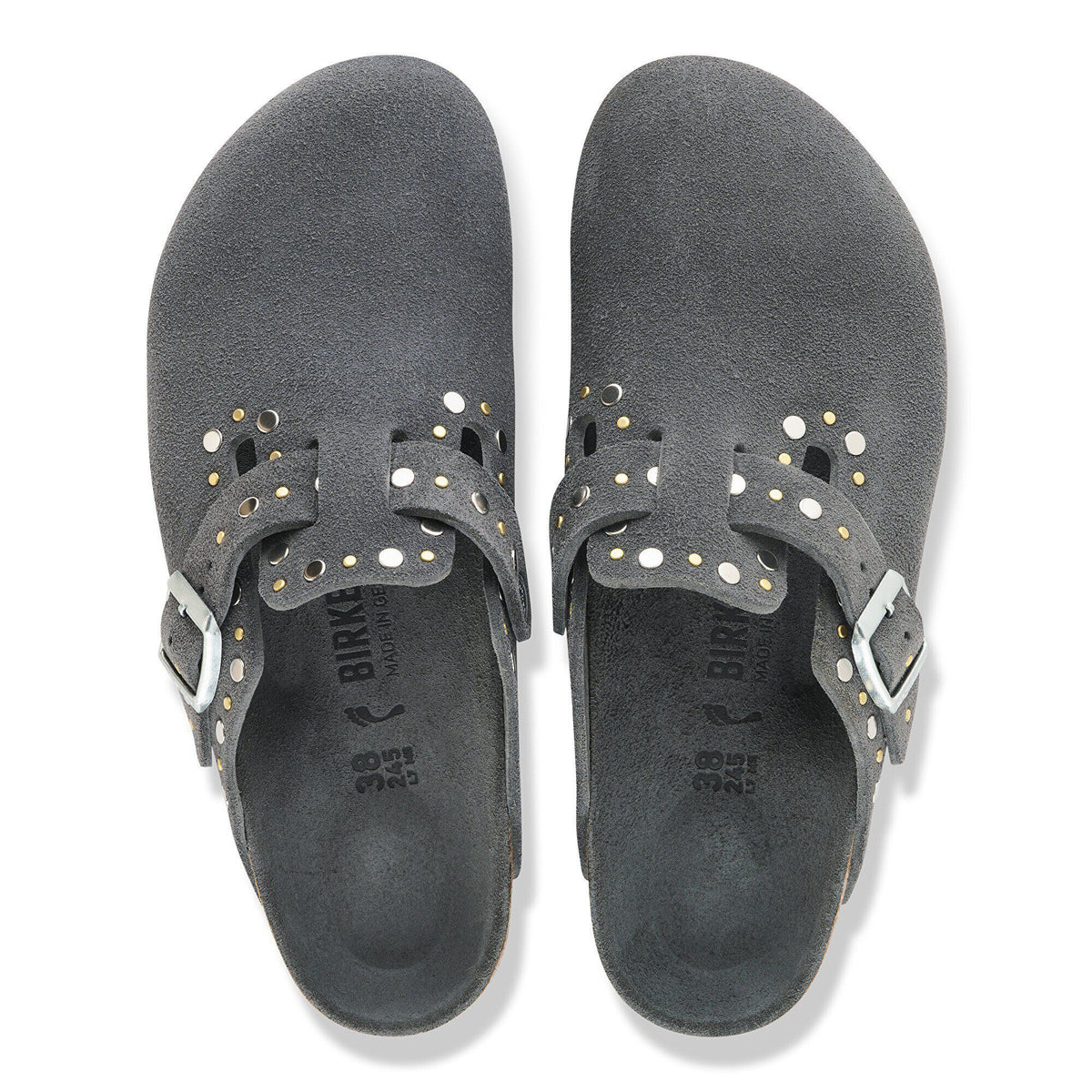 Boston Rivets Suede Leather in Color Charcoal Tonal | Birkenstock