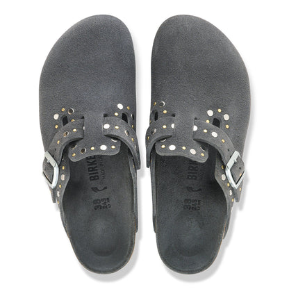 Boston Rivets Suede Leather in Color Charcoal Tonal | Birkenstock