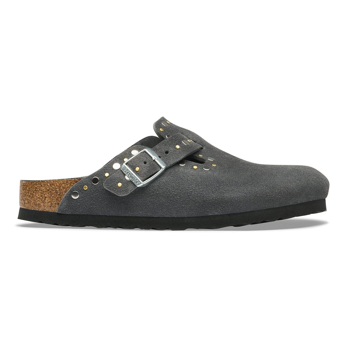 Boston Rivets Suede Leather in Color Charcoal Tonal | Birkenstock