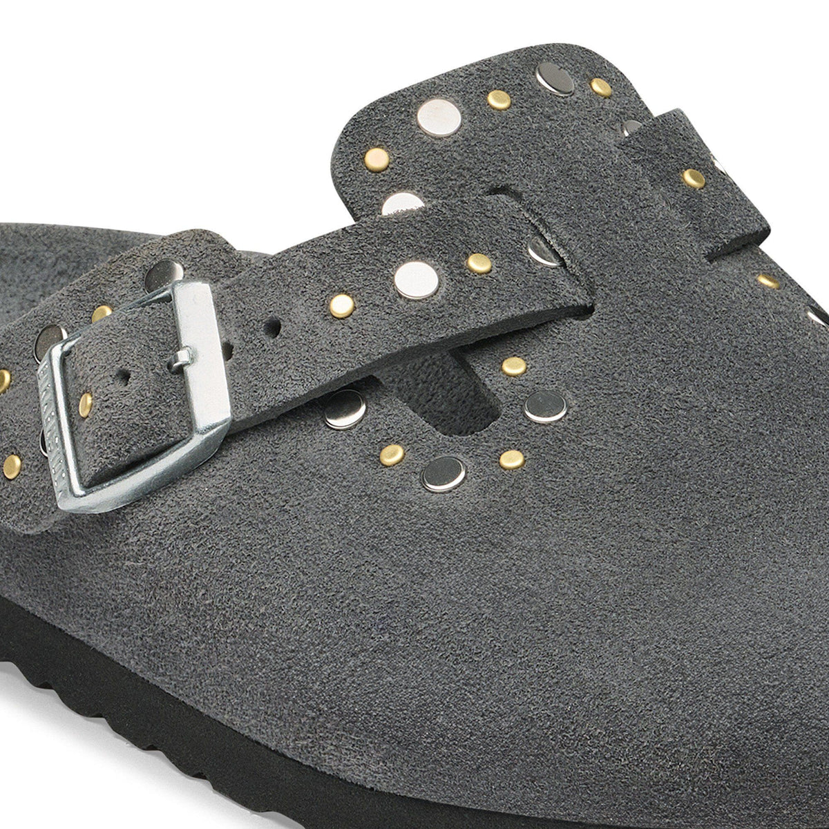 Boston Rivets Suede Leather in Color Charcoal Tonal | Birkenstock