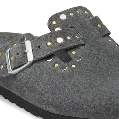 Boston Rivets Suede Leather in Color Charcoal Tonal | Birkenstock