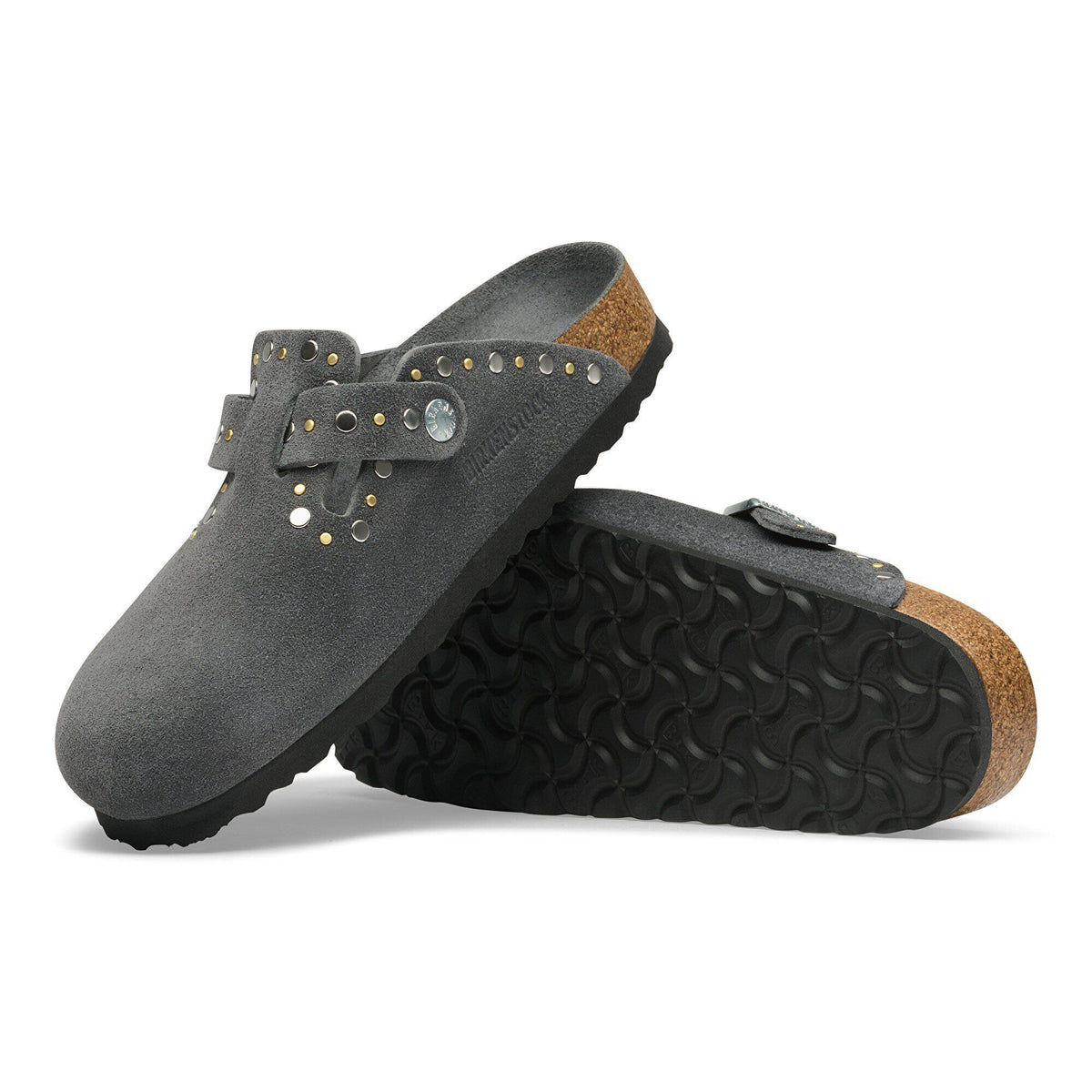 Boston Rivets Suede Leather in Color Charcoal Tonal | Birkenstock