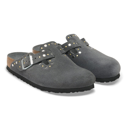 Boston Rivets Suede Leather in Color Charcoal Tonal | Birkenstock