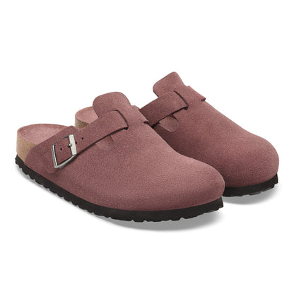 Boston Soft Footbed Suede Leather in Color Pepper | Birkenstock