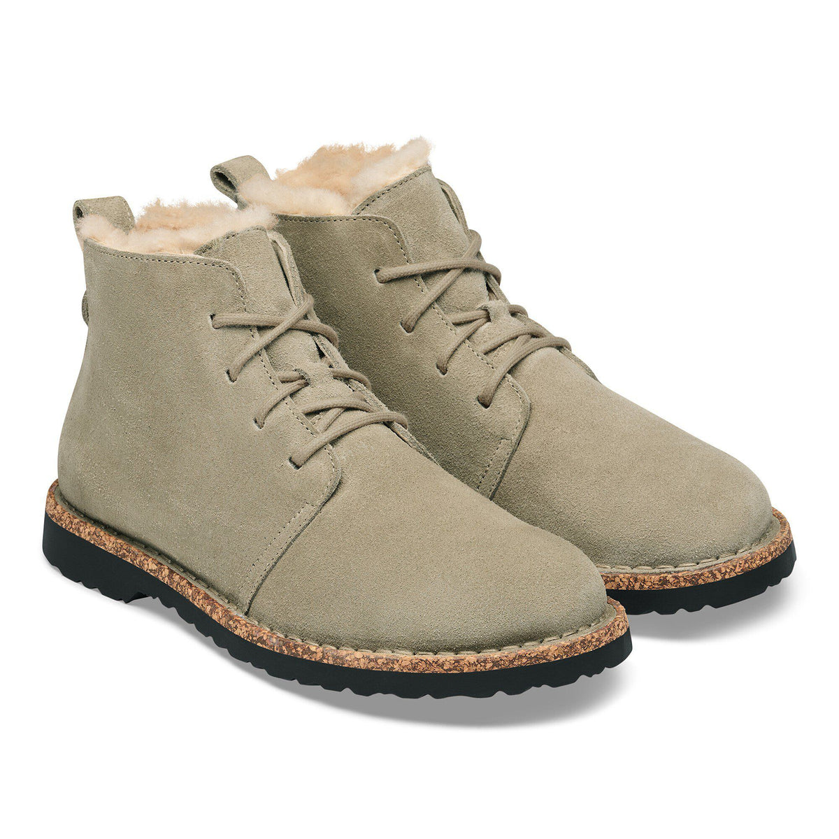 Uppsala Mid Shearling Suede Leather in Color Taupe | Birkenstock