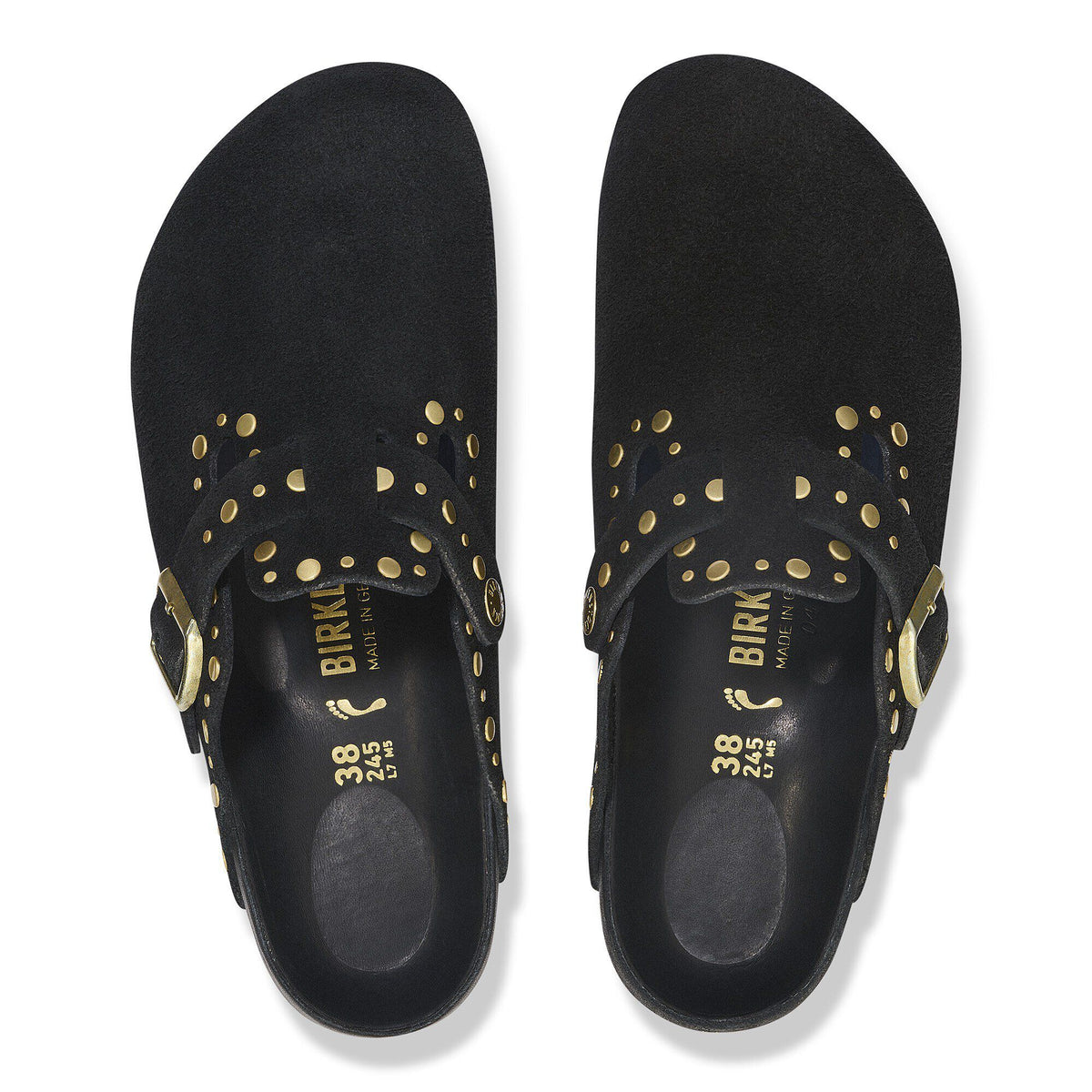 Boston Rivets Suede Leather in Color Black | Birkenstock