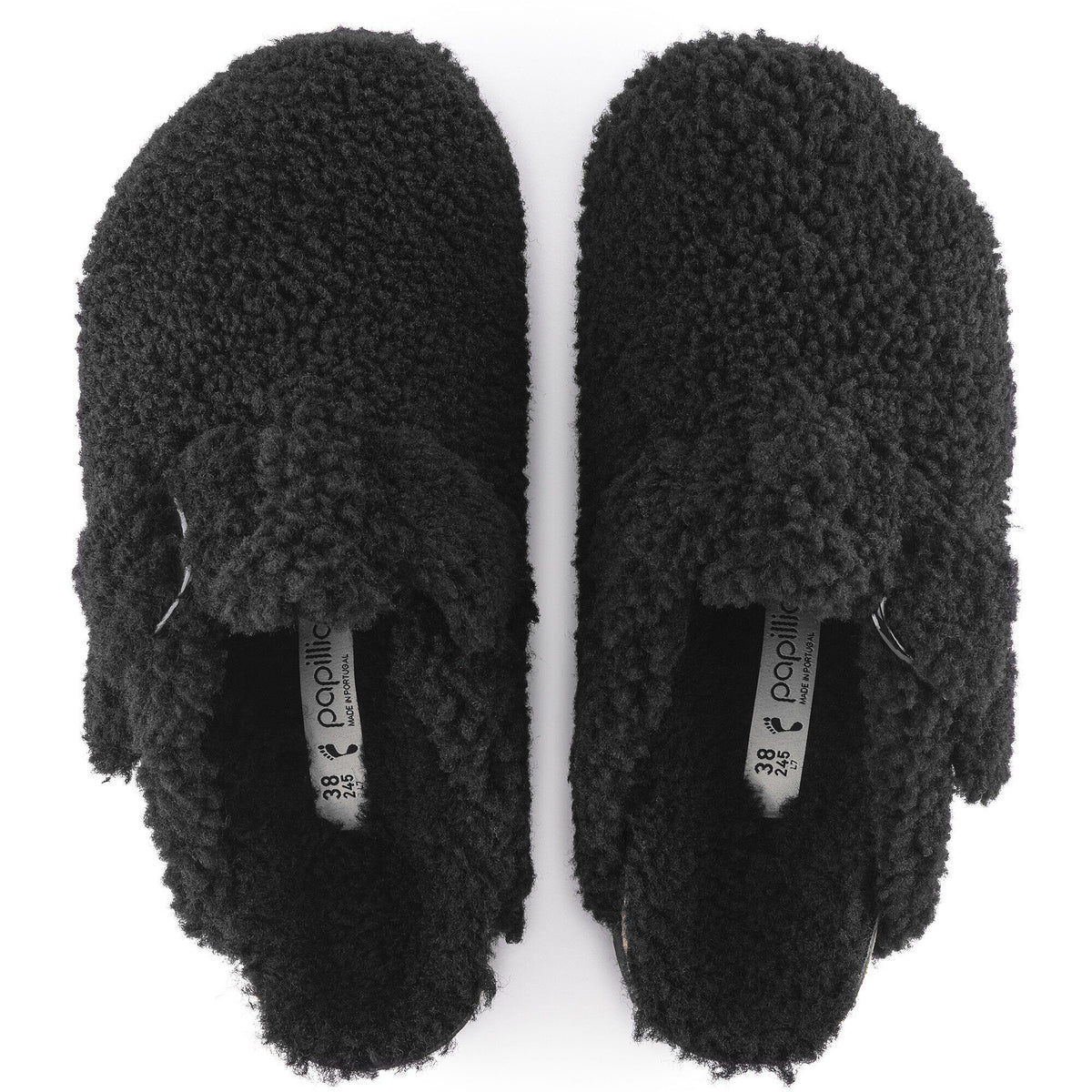 Boston Big Buckle Flex Platform Shearling in Color Teddy Black | Birkenstock