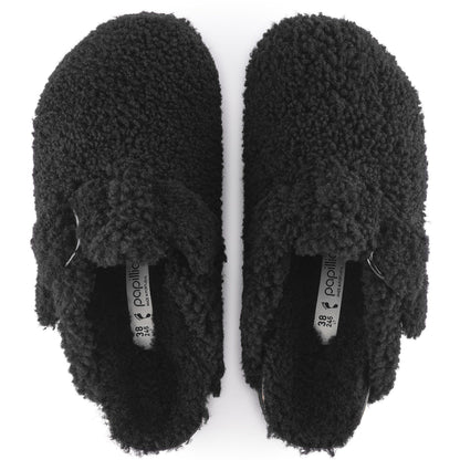 Boston Big Buckle Flex Platform Shearling in Color Teddy Black | Birkenstock