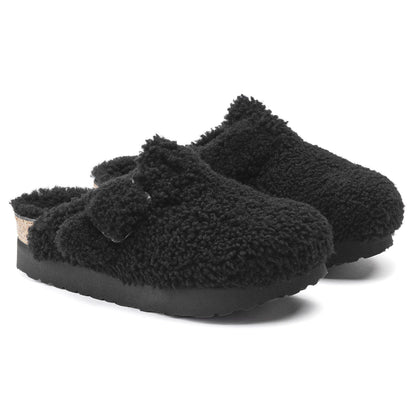 Boston Big Buckle Flex Platform Shearling in Color Teddy Black | Birkenstock