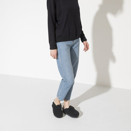 Boston Big Buckle Flex Platform Shearling in Color Teddy Black | Birkenstock
