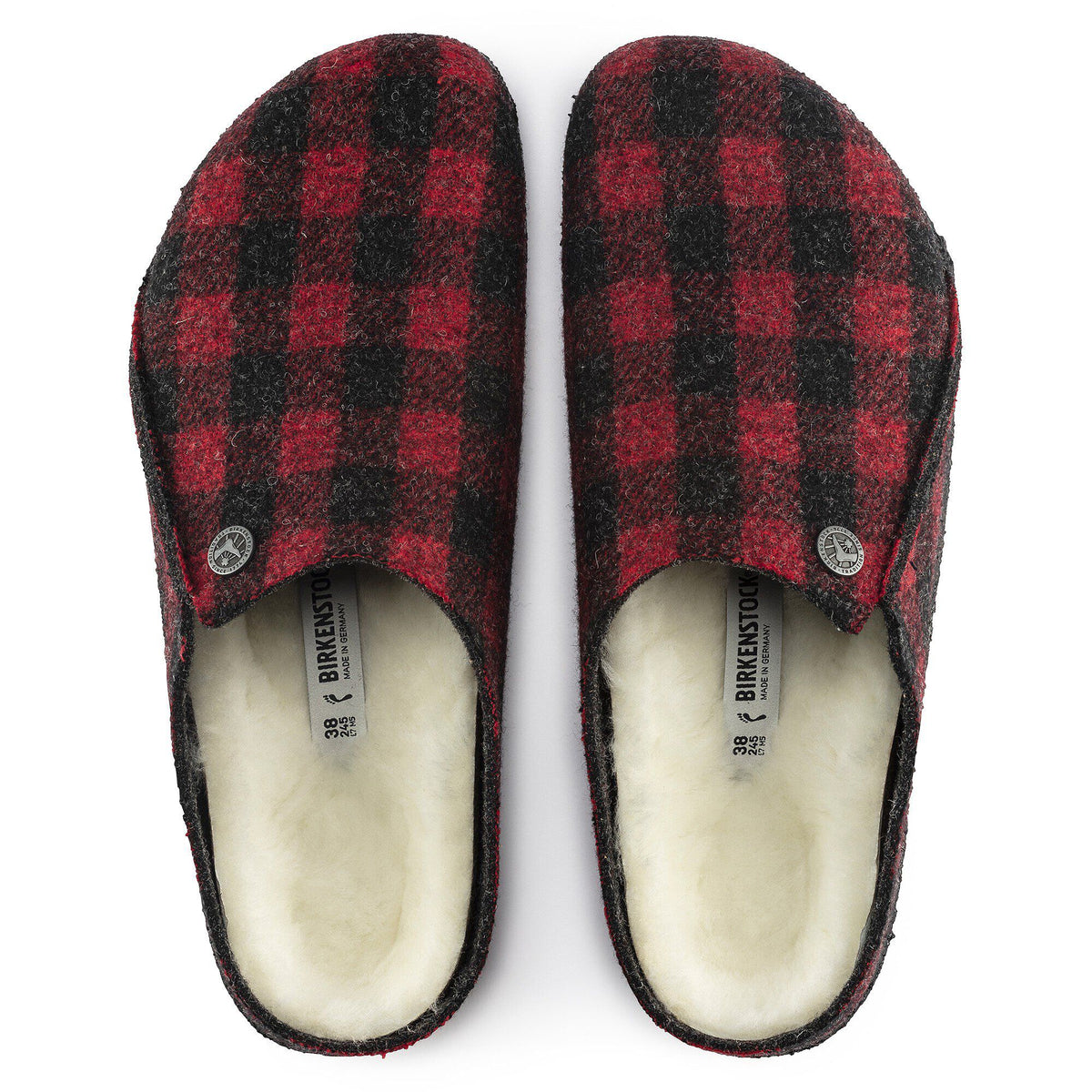 Zermatt Shearling Felt in Color Plaid Red | Birkenstock