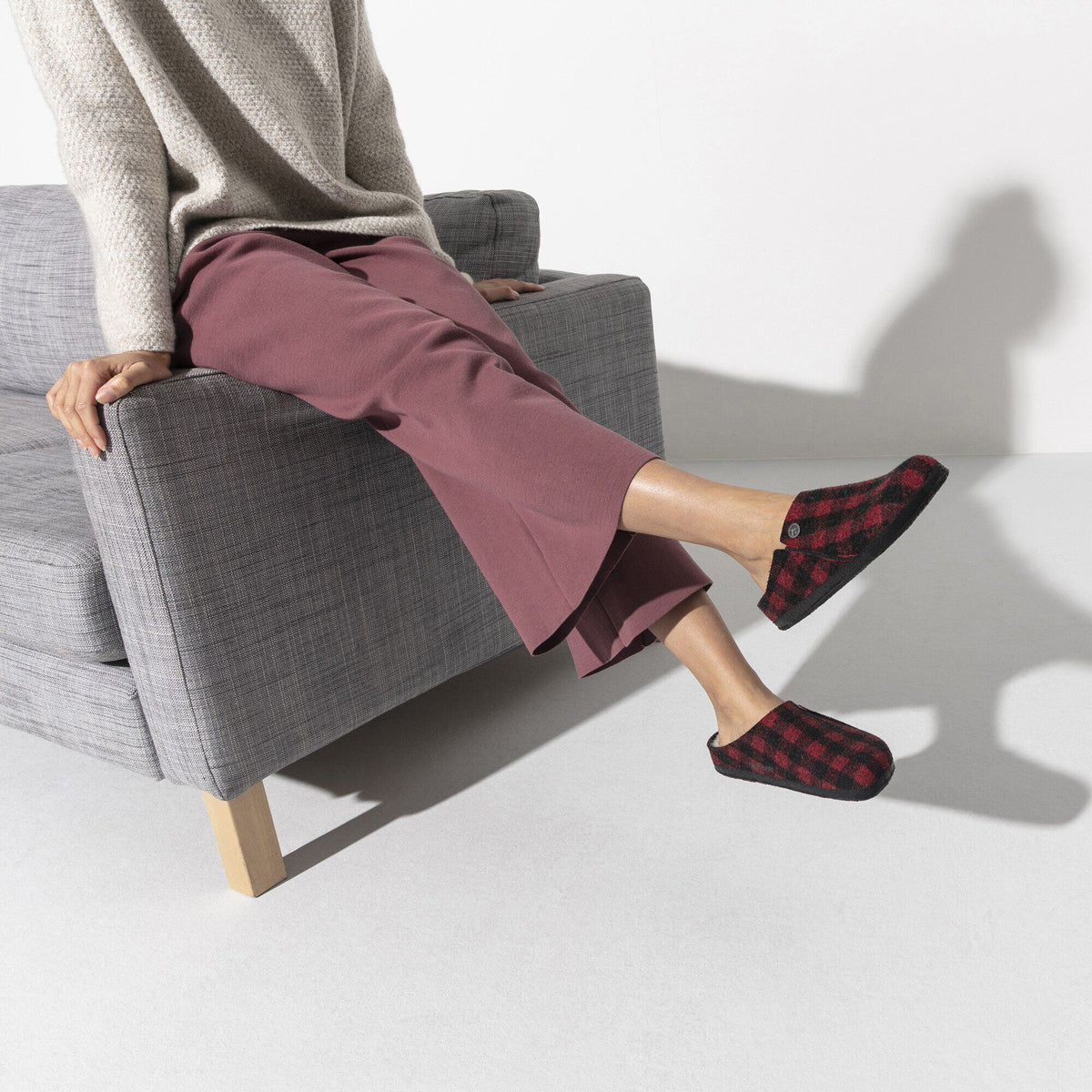 Zermatt Shearling Felt in Color Plaid Red | Birkenstock