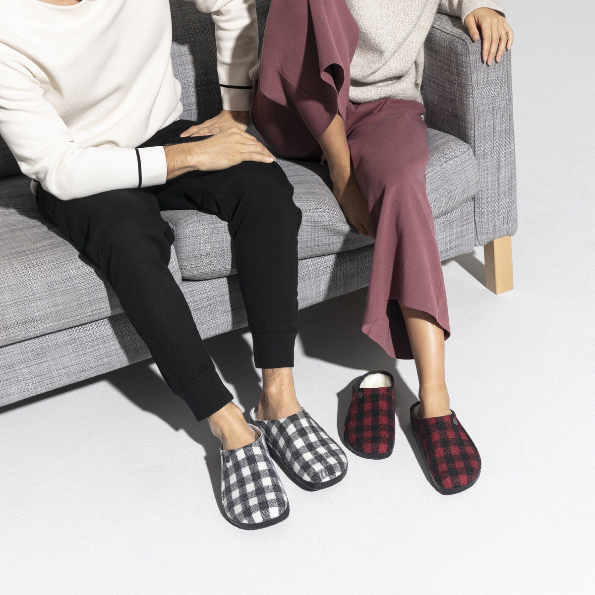 Zermatt Shearling Felt in Color Plaid Red | Birkenstock