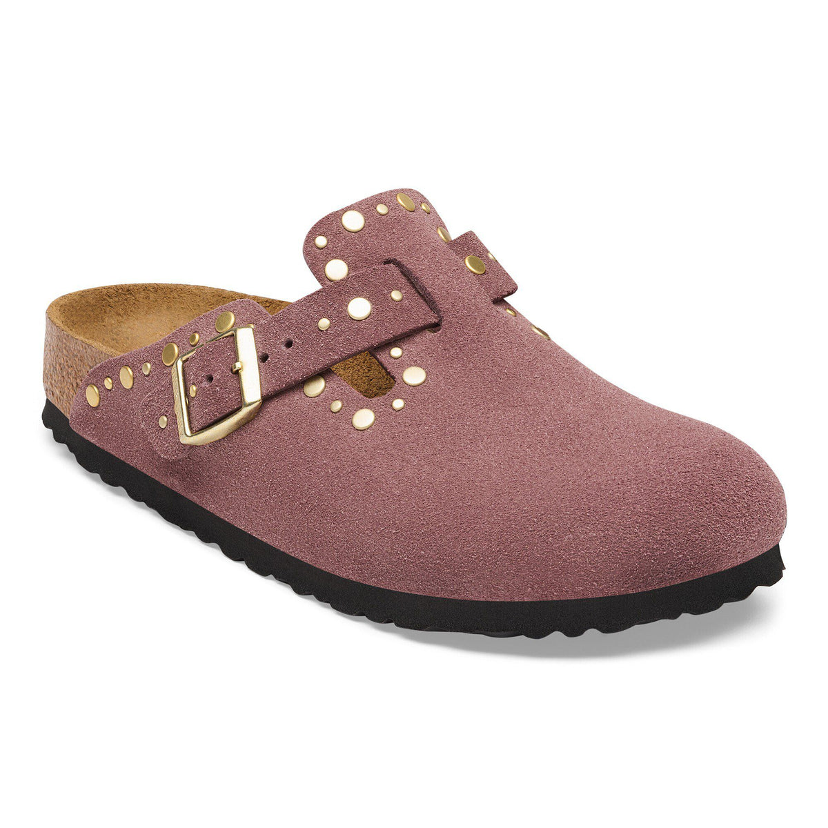 Boston Rivets Suede Leather in Color Pepper | Birkenstock