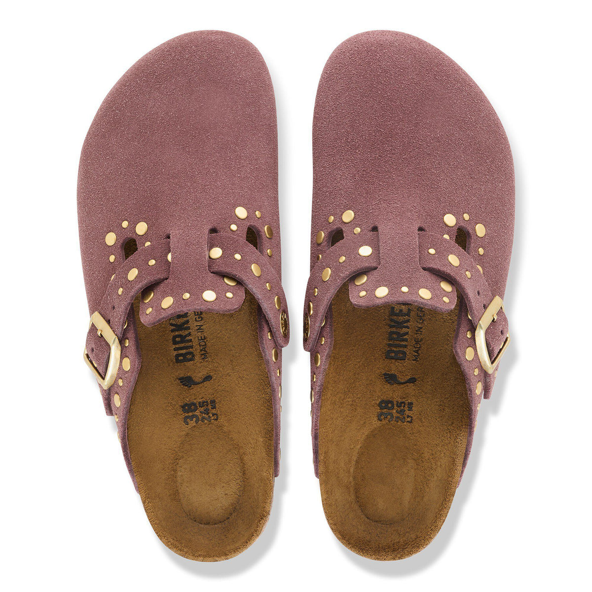 Boston Rivets Suede Leather in Color Pepper | Birkenstock