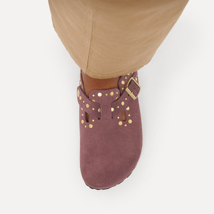 Boston Rivets Suede Leather in Color Pepper | Birkenstock