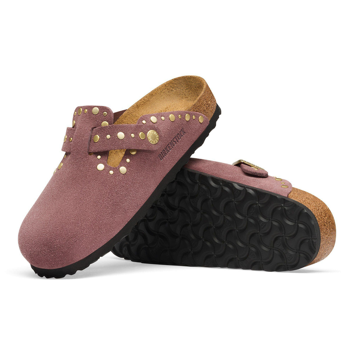 Boston Rivets Suede Leather in Color Pepper | Birkenstock