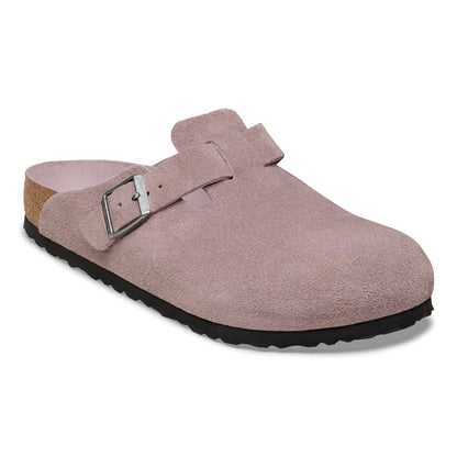 Boston Soft Footbed Suede Leather in Color Faded Purple | Birkenstock