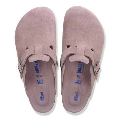 Boston Soft Footbed Suede Leather in Color Faded Purple | Birkenstock