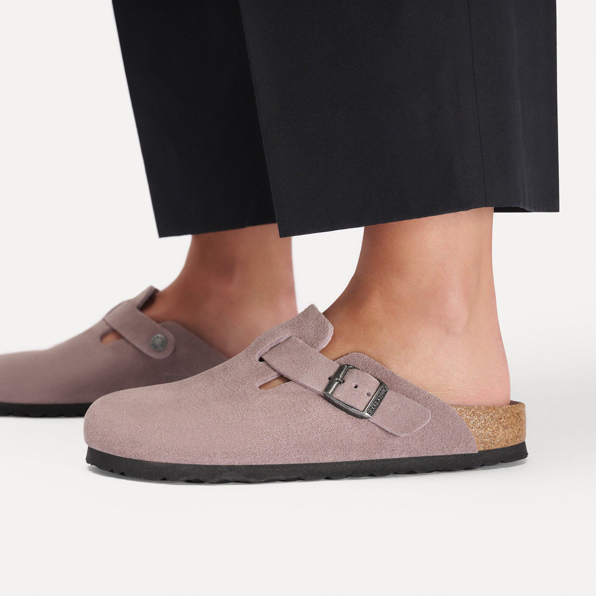 Boston Soft Footbed Suede Leather in Color Faded Purple | Birkenstock