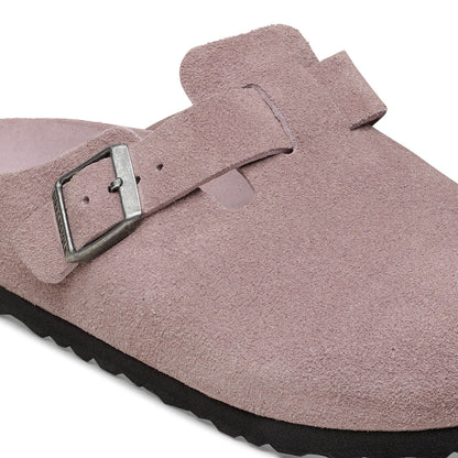 Boston Soft Footbed Suede Leather in Color Faded Purple | Birkenstock