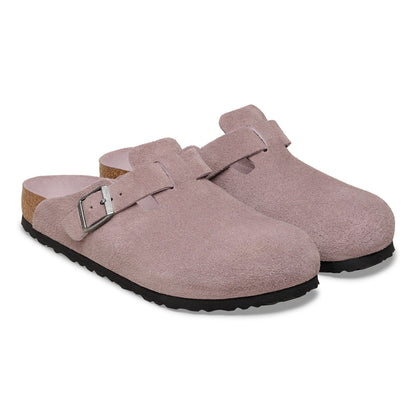 Boston Soft Footbed Suede Leather in Color Faded Purple | Birkenstock
