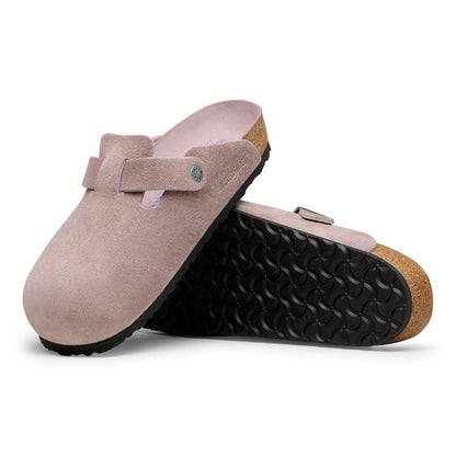 Boston Soft Footbed Suede Leather in Color Faded Purple | Birkenstock
