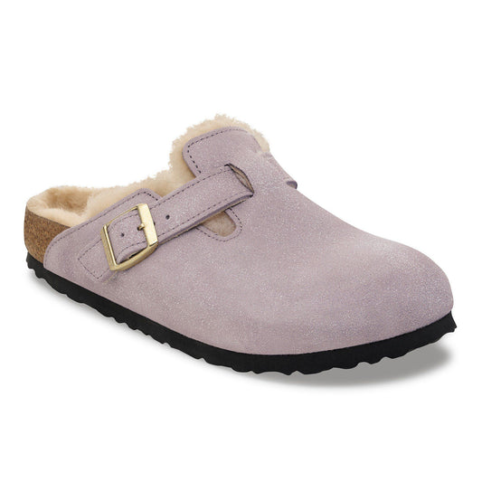 Boston Shearling Suede Leather-Shearling in Color Suede Shimmering Faded Purple | Birkenstock