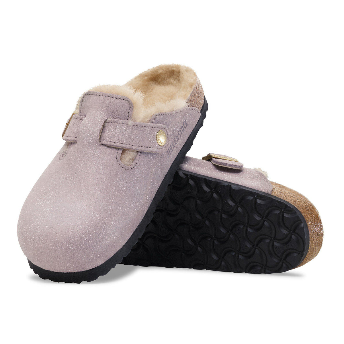 Boston Shearling Suede Leather-Shearling in Color Suede Shimmering Faded Purple | Birkenstock