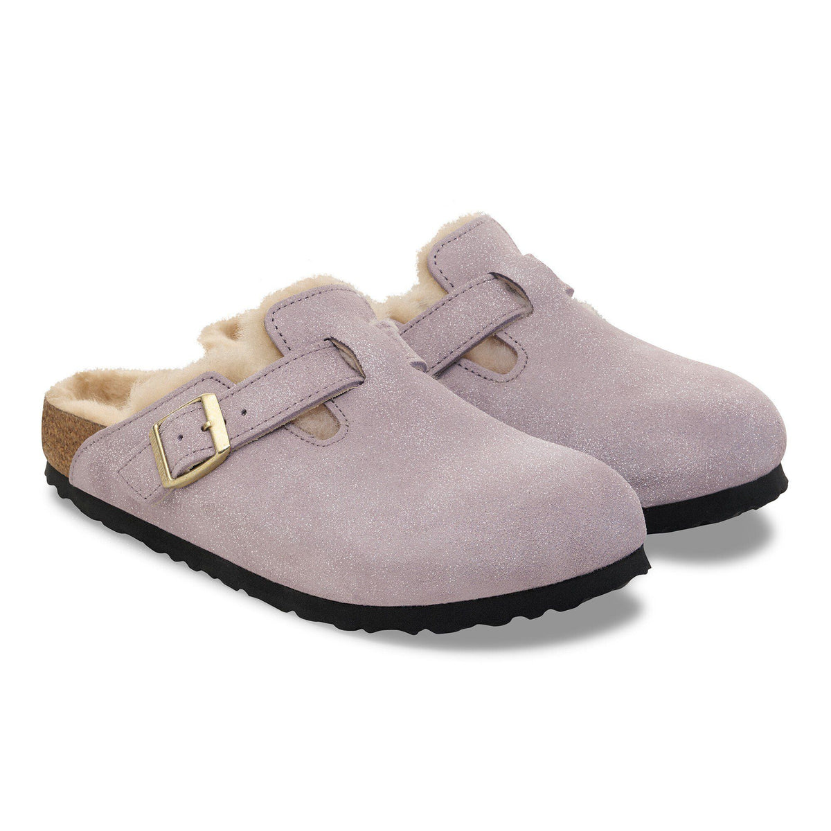 Boston Shearling Suede Leather-Shearling in Color Suede Shimmering Faded Purple | Birkenstock