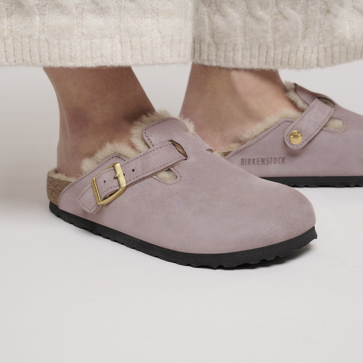 Boston Shearling Suede Leather-Shearling in Color Suede Shimmering Faded Purple | Birkenstock