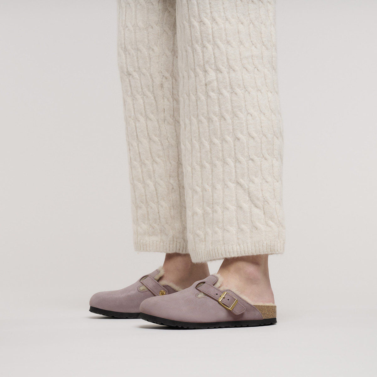 Boston Shearling Suede Leather-Shearling in Color Suede Shimmering Faded Purple | Birkenstock