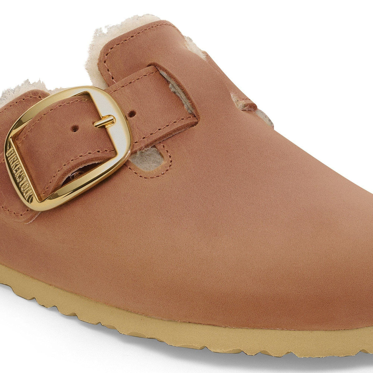 Boston Big Buckle Shearling Oiled Leather in Color Cognac | Birkenstock