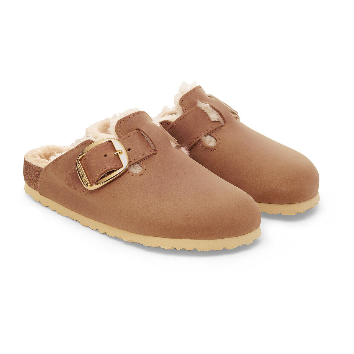 Boston Big Buckle Shearling Oiled Leather in Color Cognac | Birkenstock