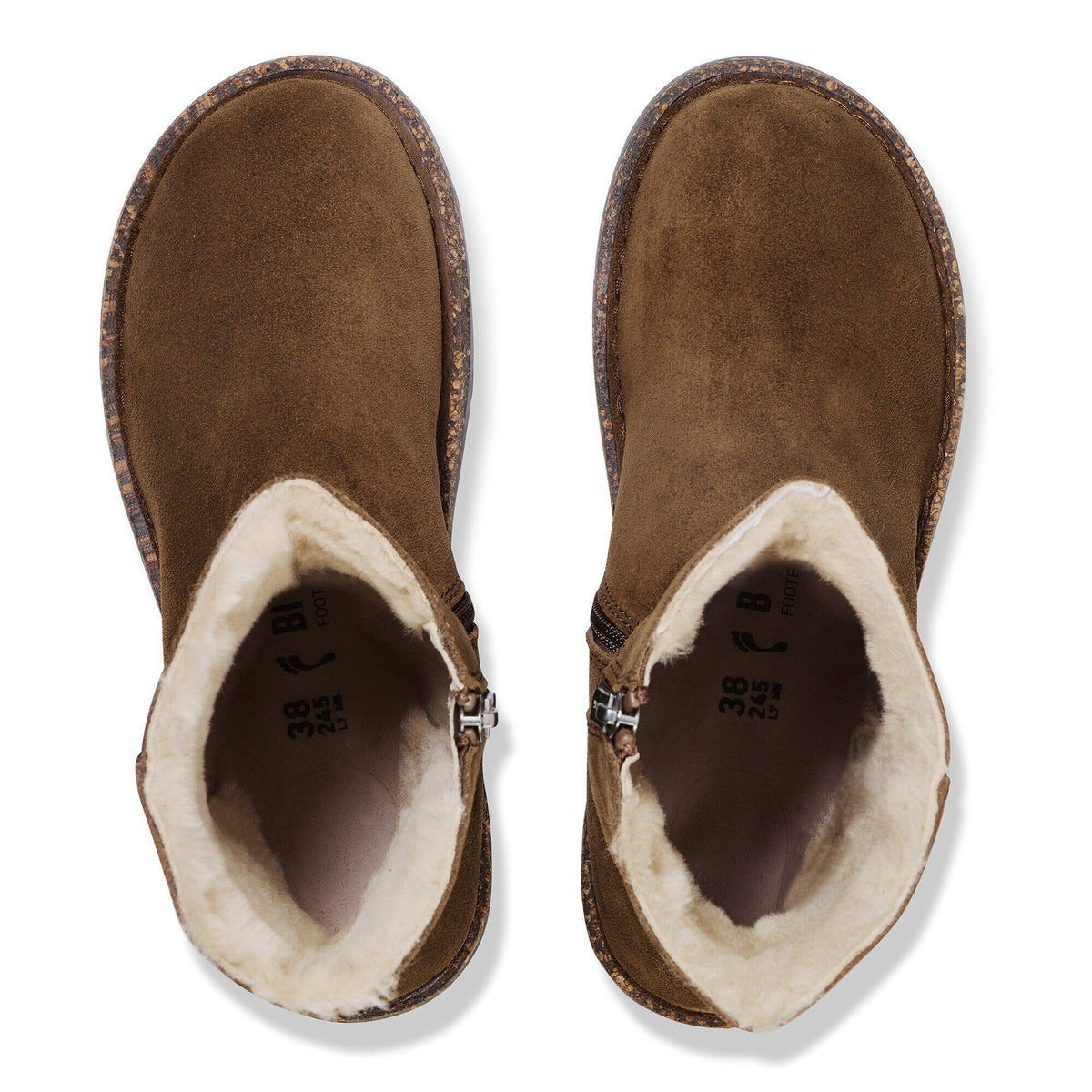 Uppsala Zip Shearling Suede Leather in Color Dark Tea | Birkenstock