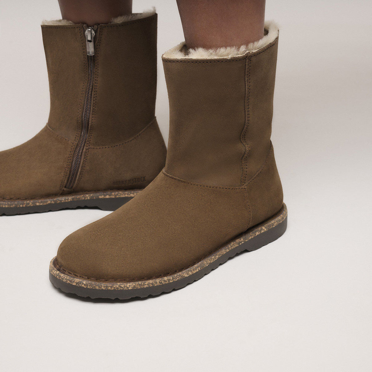 Uppsala Zip Shearling Suede Leather in Color Dark Tea | Birkenstock