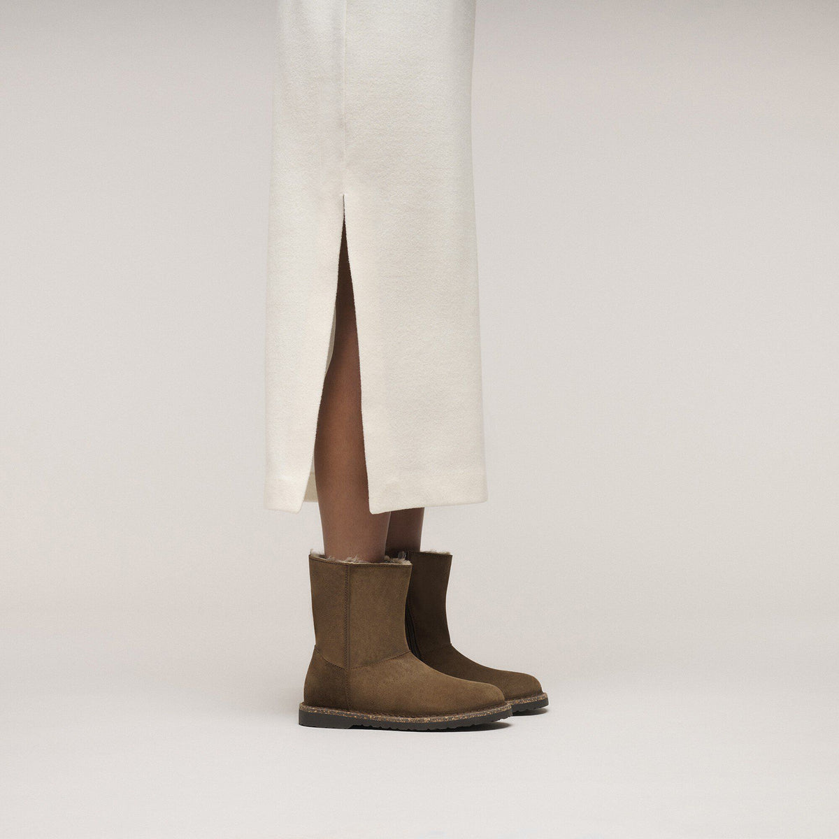Uppsala Zip Shearling Suede Leather in Color Dark Tea | Birkenstock