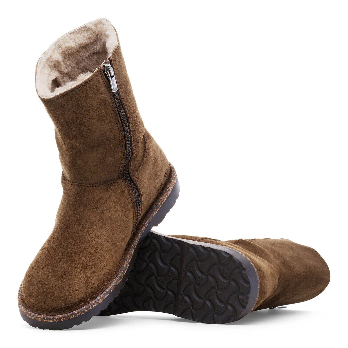 Uppsala Zip Shearling Suede Leather in Color Dark Tea | Birkenstock