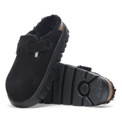 Boston Chunky Shearling Suede Leather in Color Black | Birkenstock