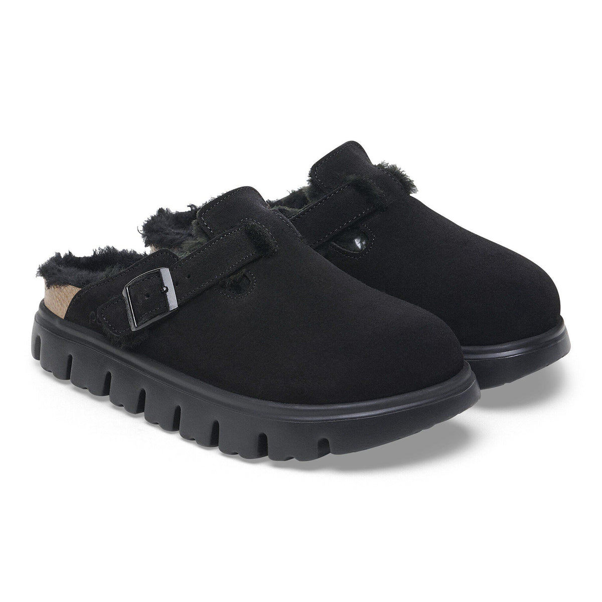 Boston Chunky Shearling Suede Leather in Color Black | Birkenstock