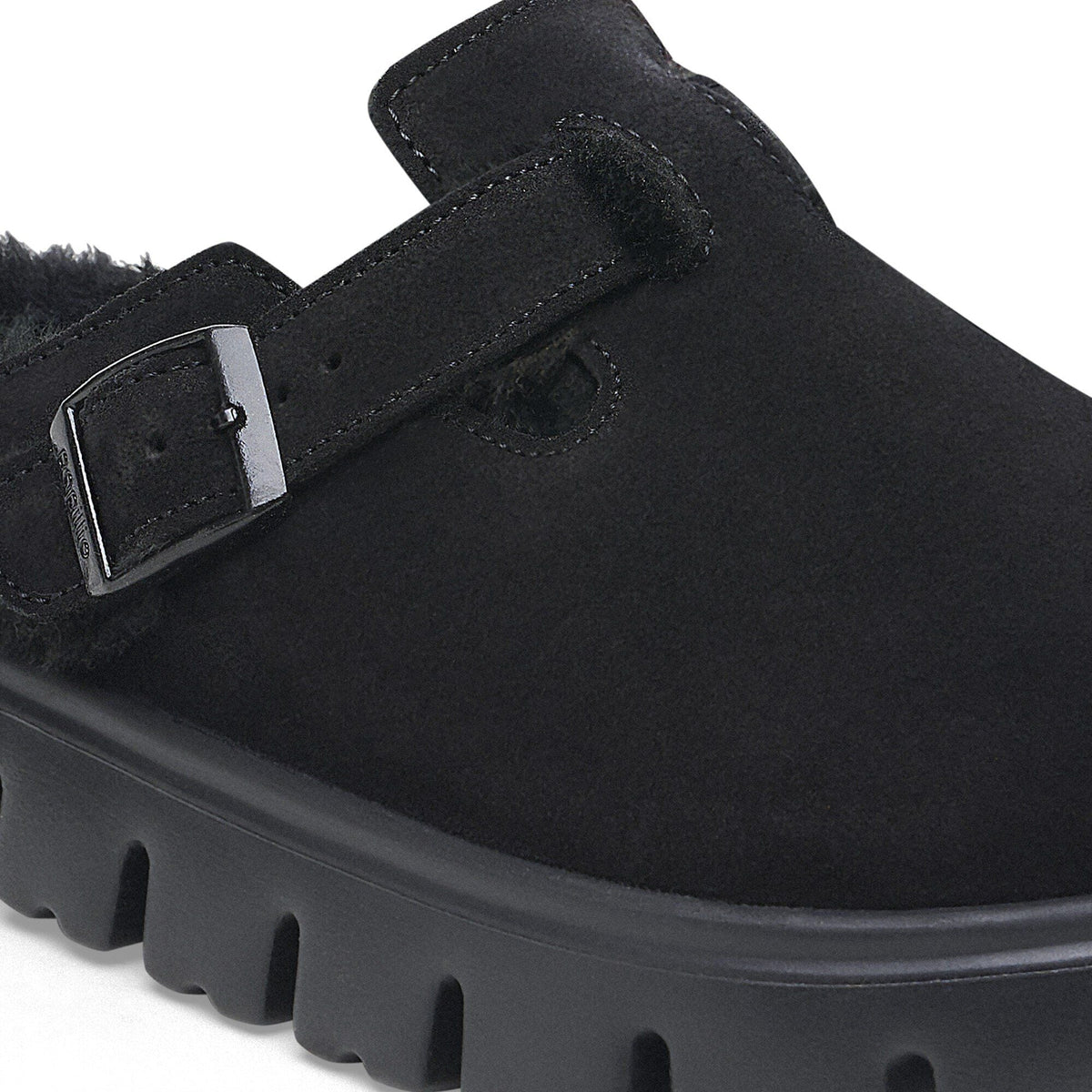 Boston Chunky Shearling Suede Leather in Color Black | Birkenstock