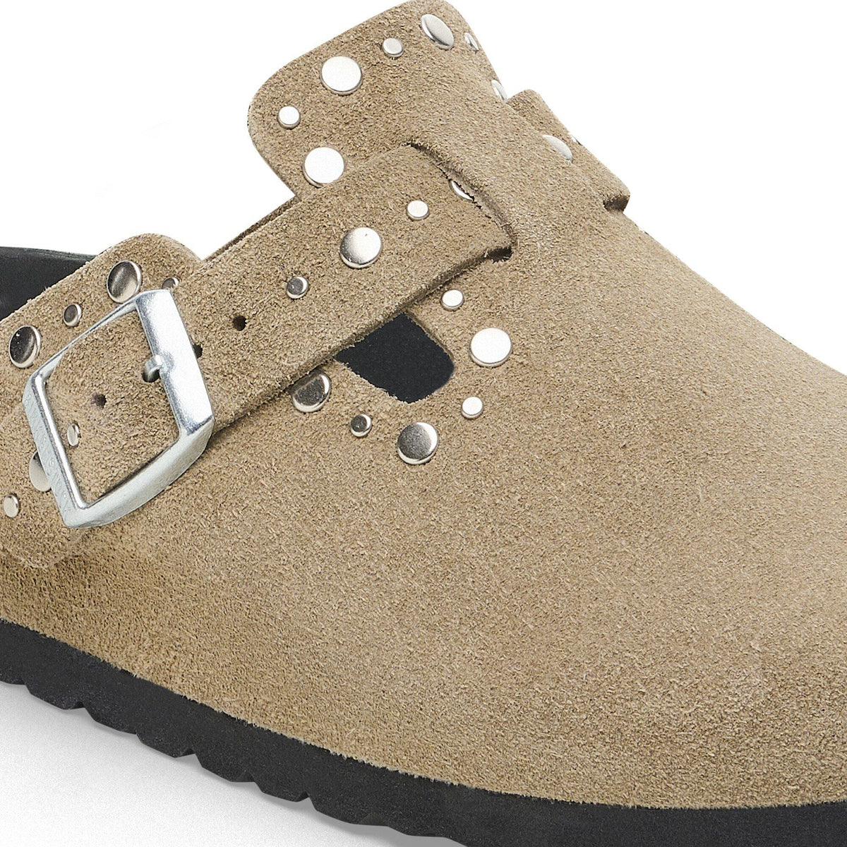 Boston Rivets Suede Leather in Color Taupe | Birkenstock