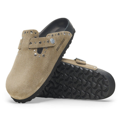 Boston Rivets Suede Leather in Color Taupe | Birkenstock