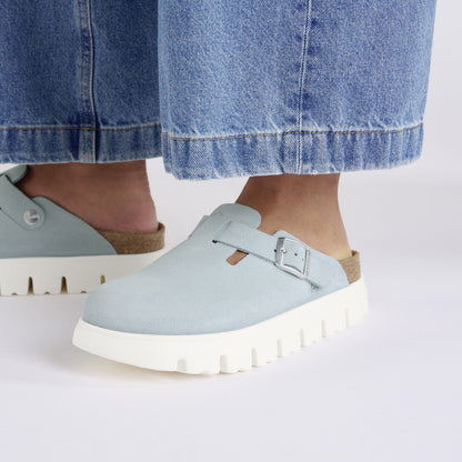 Boston Chunky Suede Leather in Color Baby Blue | Birkenstock