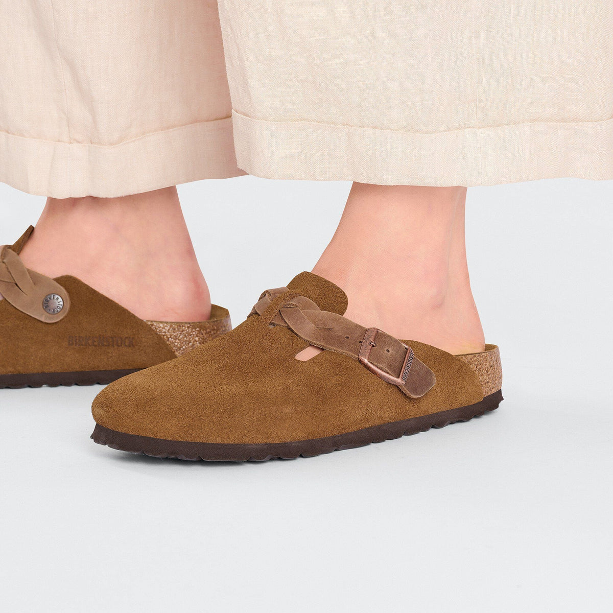 Boston Braided Suede Leather in Color Mink | Birkenstock