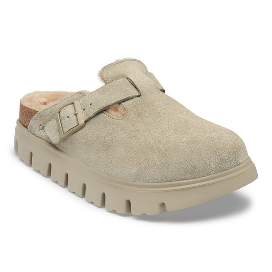 Boston Chunky Shearling Suede Leather in Color Taupe | Birkenstock