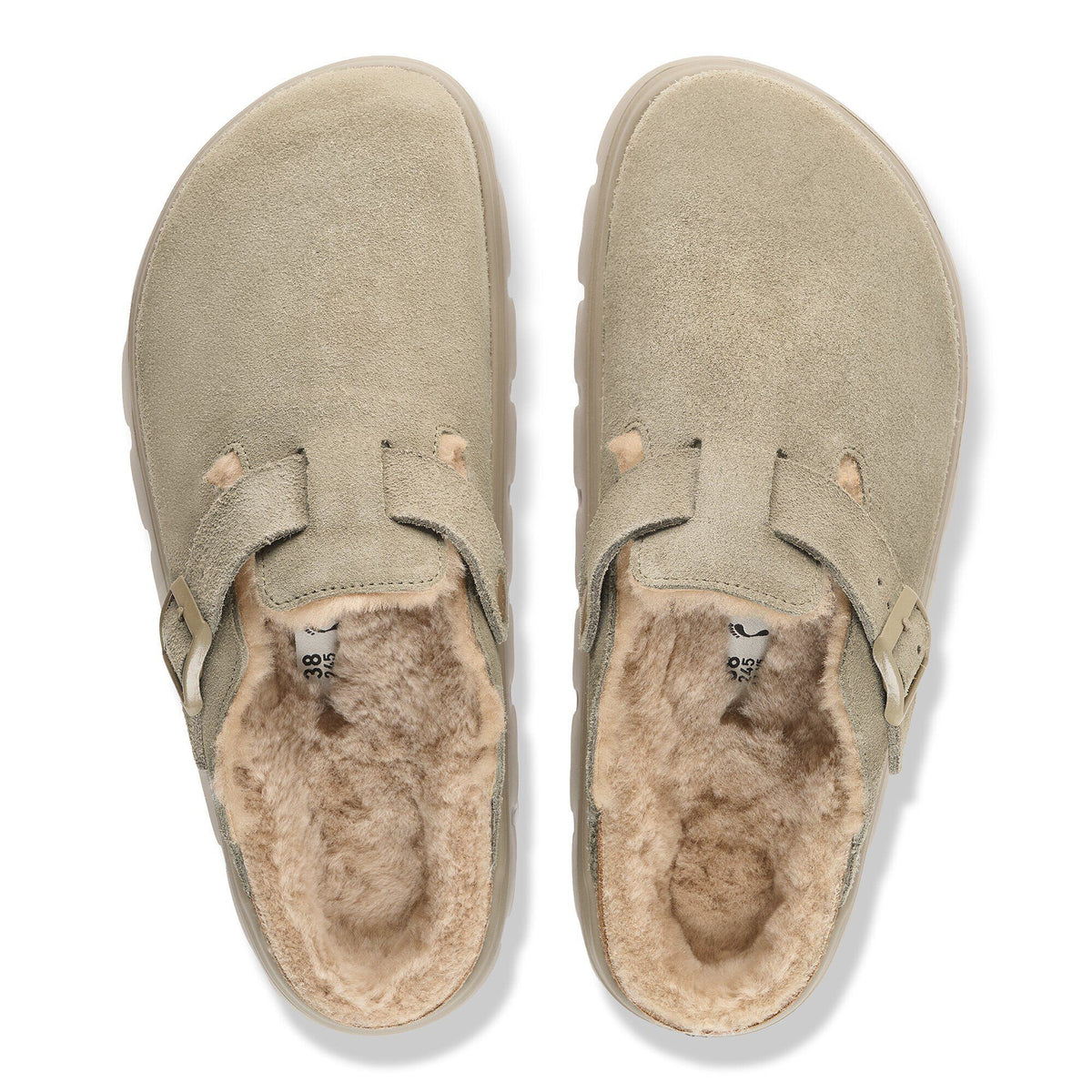 Boston Chunky Shearling Suede Leather in Color Taupe | Birkenstock